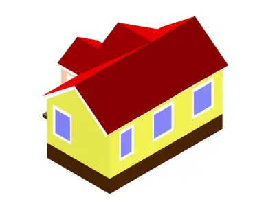 Isometric Modern Lowpoly House Residential Building Low-poly 3D model