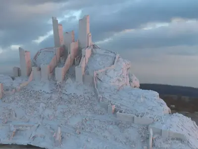 Italian Fortress ruin in mountain 3D model