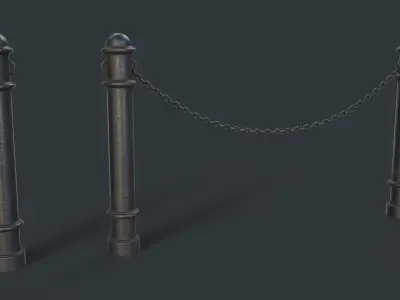 Street Bollard 02 PBR Game Ready Low-poly 3D model