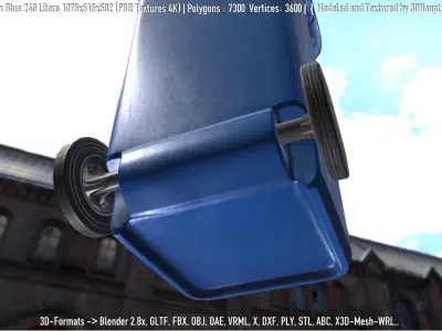 Plastic Waste Bin Blue 240 Liters 1075x515x582 Low-poly 3D model