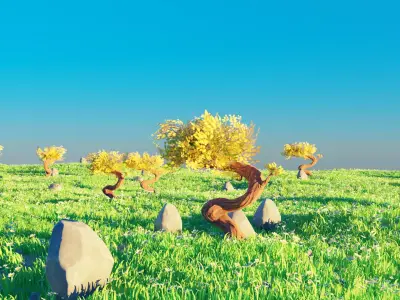 Cartoon field 3D model
