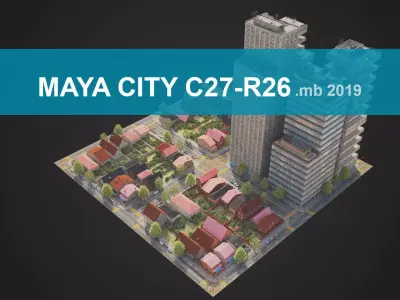 Realistic City District C27-R26 MAYA Low-poly 3D model