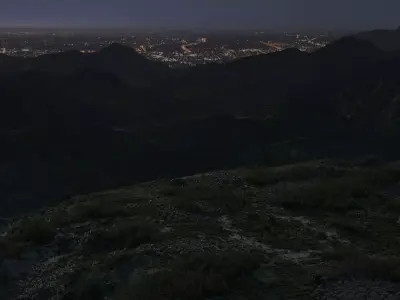 Overlooking the mountain at night 3D model
