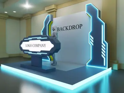 Futuristic Sci-Fi Event Photo Booth and Exhibition Stand 3D model
