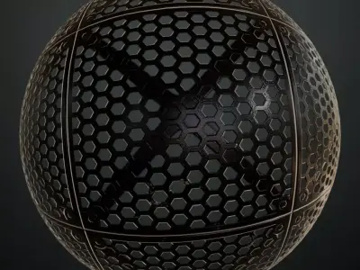 Dark Perforated Hexagonal Metal Panel PBR SEAMLESS Texture