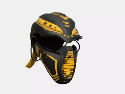 SciFi Ninja Mask A09 Black Yellow - Character Design Fashion Low-poly 3D model