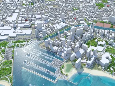 Honolulu Downtown Hawaii USA Low-poly 3D model