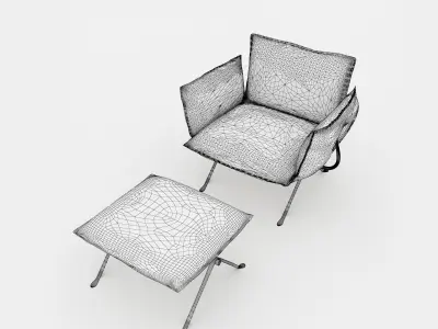 Armchair with ottomane 3D model