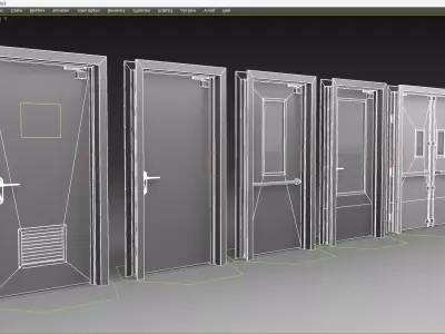 Industrial Doors with Rigging Low-poly 3D model