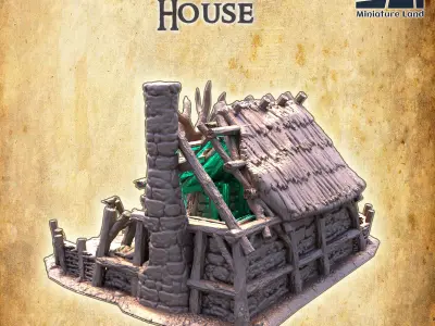 Raided Farm House Tabletop Terrain 28 MM 3D print model