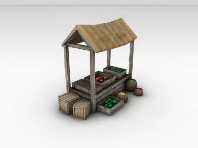 Market Stand Low-poly 3D model