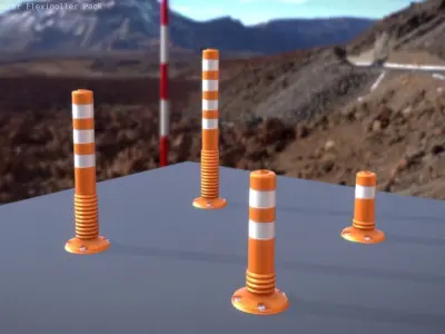 Traffic Delineator Flexipollers Low-Poly Pack Low-poly 3D model