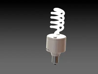 white light bulb spiral  lampadina luce bianca LED spirale Free 3D model