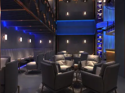 nightclub interior of with neon lights  3D model