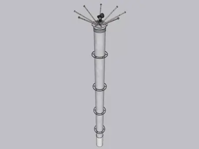 Outdoor Lighting Pole with Banner  3D Model 3D model