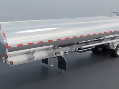 Realistic American Semi Truck with Tanker Trailer Low-poly 3D model