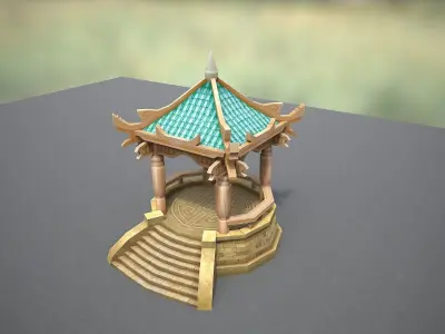 Chinese  Gazebo Octagonal Pavilion Low-poly 3D model