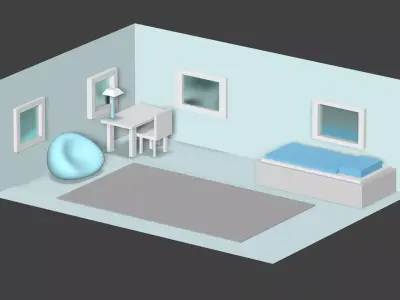 bedroom Low-poly 3D model 2