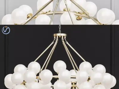 Arya 45 Light Satin Gold Chandelier 3D model