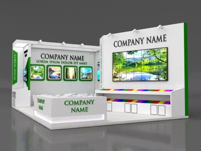 Booth Exhibition Stand Stall 9x6m Height 400 cm 2 Side Open 3D model
