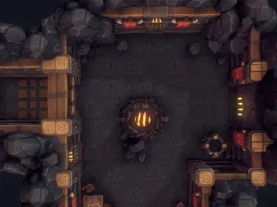 Orc Stronghold Dungeon - Low Poly Hand Painted Low-poly 3D model