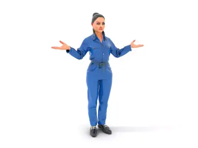 Female Technician Rigged and Animated D Character Model Low-poly 3D model