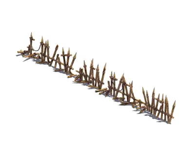 Broken - Wood Fence 02 3D model