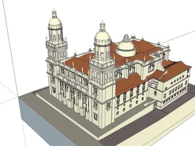 Architecture-Religion-God-Culture-Temple-0115 church with two... 3D model