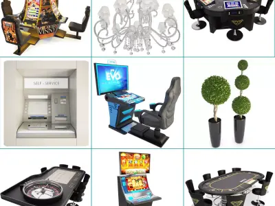 Casino Machine And Lighting Collection 3D model