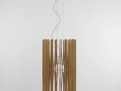 STICK wooden pendant light hanging from ceiling 3D model
