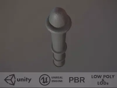 Barrier Bollard pack 5 Gray v3 Low-poly 3D model