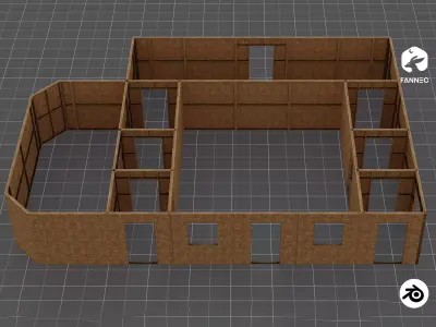 Modular - Construction Partition Walls - Blender and FBX Low-poly 3D model