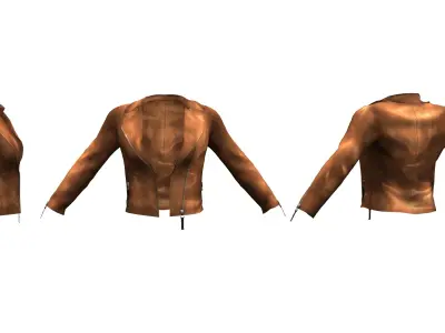 Ladies Leather Jacket - Motorcycle Jacket Low-poly 3D model