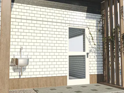 Small cafe Low-poly 3D model