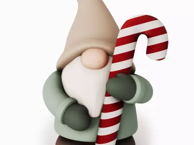 Christmas Ceramic Gnomes Set - Matte Porcelain Holiday Decor 3D model