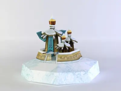 Blue orcs house Low-poly 3D model