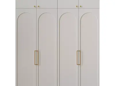 Wardrobe 3 door with brass handles 3D model