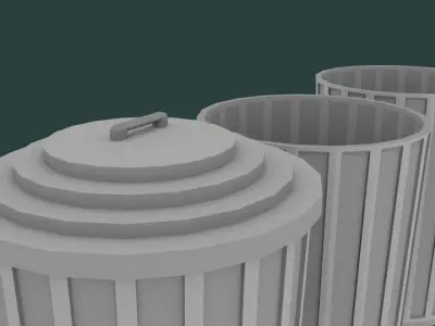 Garbage Cans And Bags Low-poly 3D model