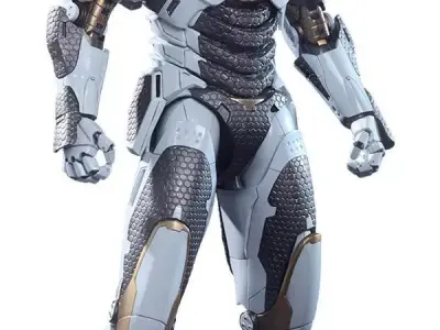 Futuristic Iron Man Armor Suit Gold Silver Plating 3D Low-poly 3D model