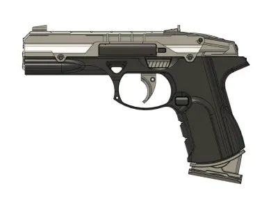 D-pistol gun 3D model
