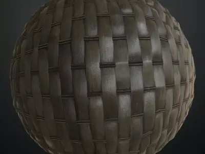 Dark Woven Wicker Wood PBR Seamless Texture