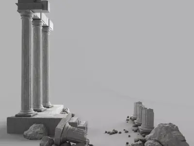 Damaged Pillars 3D model