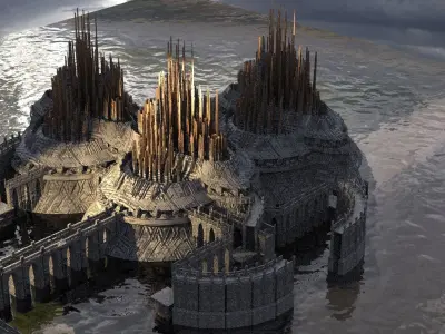 Sci fi Energy center pylons Kit bash 3D model