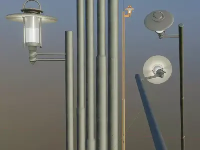 Street Light 6 F1 M1 K0 A2 8000mm Low-poly 3D model