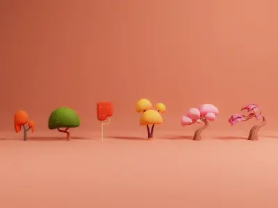 Stylized tree pack Low-poly 3D model