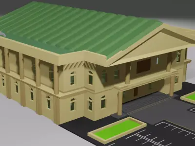 Lowpoly city hall Low-poly 3D model