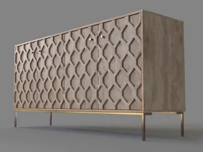 Jaylon 4 Door Buffet Grey 3D model