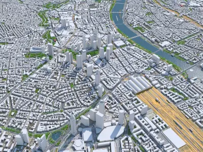 Frankfurt Downtown Germany Low-poly 3D model