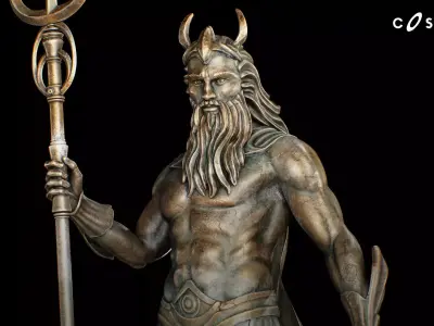 Poseidon Statues Low-poly 3D model