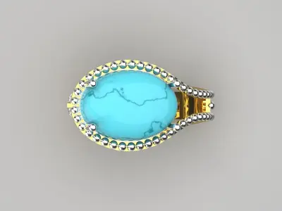  Luxury two-tone ring with turquoise modelgr0112 3D print model purchase